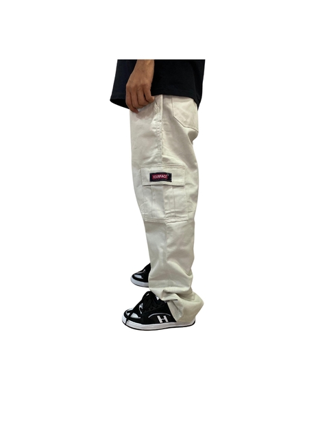 Calça YourFace Sarja Cargo Corte Reto Areia