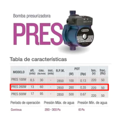 Bomba Presurizadora 260 WT Pluvius - comprar online