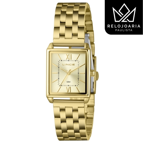 Relógio Lince Feminino Dourado Retangular LQG4823L25 C3KX