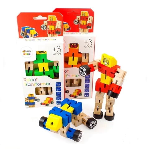 ROBOT TRANSFORMER DE MADERA MONTESSORI C/U