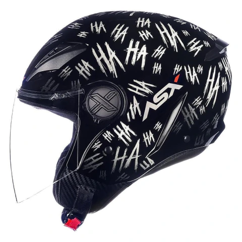 Capacete Aberto Asx City Air Fun Preto Brilhoso Com Branco