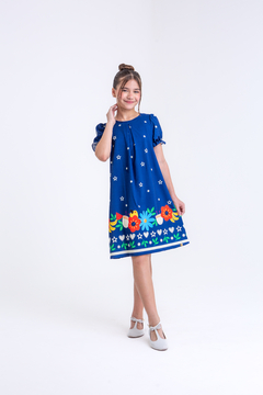 Vestido Maitê flores azul