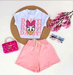 Conjunto shorts margarida rosa