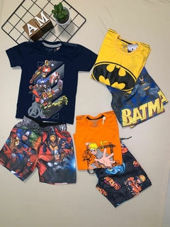 Conjunto personagem - super heróis bermuda estampada - Ange Marie Boutique Infantil