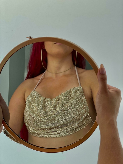 Top Faixa Paetê - Dourado