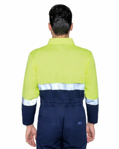 Overol Básico de Trabajo Gabardina Manga Larga con Reflejante de Alta Visibilidad - Uniformes Andrea