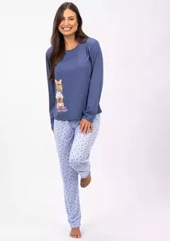 500392 - Pijama Feminino de Inverno - Blue - comprar online