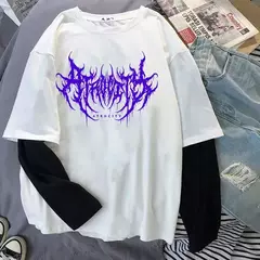 Camiseta Oversize con estampado de letras relámpago unisex en internet