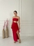 Vestido Midi Vermelho Fenda com Abertura