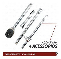 Jogo Chave Soquete 22 Peças 8-32mm Encaixe 1/2'' na internet