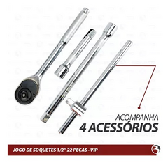 Jogo Chave Soquete 22 Peças 8-32mm Encaixe 1/2'' na internet