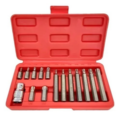 Jogo Bits Torx 15 Peças Encaixe 1/2'' Aço Cromo