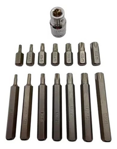 Jogo Bits Torx 15 Peças Encaixe 1/2'' Aço Cromo - comprar online