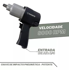 Chave de impacto pneumatica potente 1/2 pol Potente Brasil - alfferramentas