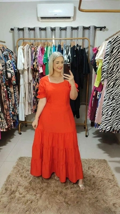Vestido em Viscolinho Laranja Vibrante - Blenda - loja online