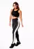 Feminino Calça Legging Preta com Faixas Verde Militar e Branco Cintura Alta e Cropped Regata Academia Conjunto Fitness na internet