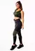 Calça Legging Preta com Verde Militar Cintura Alta e Cropped Regata com Detalhes em Tela Academia Conjunto Fitness - comprar online