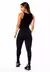 Feminino Calça Legging Preta com Faixas Verde Militar e Branco Cintura Alta e Cropped Regata Academia Conjunto Fitness - comprar online