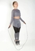 Calça Legging com Tela DryFit e Cropped de Tela Manga Longa Cinza Aço Conjunto Fitness na internet