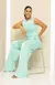 Conjunto Calça Pantalona Bicolor e Blusa Cavada - Azul - Pannu - Moda Comfy
