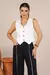 Conjunto Calça e Colete Forrado Moletinho Premium - Off e Preto - Pannu - Moda Comfy