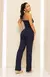 Conjunto Calça Reta com Top Tomara que Caia com Zíper e Chemise - Azul Resort - Pannu - Moda Comfy