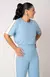Conjunto Calça Longa e Blusa Moletinho Premium Tricolor - AZUL NEVOA - Pannu - Moda Comfy
