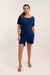 Conjunto Short com Cinto e Blusa Gola Canoa em Canelado Boreal. - Azul - comprar online