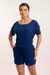 Imagem do Conjunto Short com Cinto e Blusa Gola Canoa em Canelado Boreal. - Azul