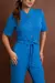 Macacão Moletinho Modal com Botões Frontais e Amarração - Azul - Pannu - Moda Comfy
