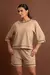 Conjunto Blusa e Bermuda Comfy Modelagem Over Aplicação - Bege Bosque - loja online