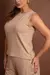 Conjunto Short e Blusa Regata com Botões de Pressão - Bege - Pannu - Moda Comfy