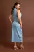 Vestido Midi Moletinho Premium com Botões Laterais com Pressão - Azul Nevoa na internet