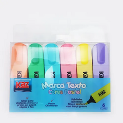 PINCEL MARCA TEXTO 6 CORES PASTEL - KAZ
