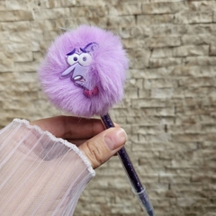 CANETA COM POMPOM E APLIQUE EMBORRACHADO DIVERTIDAMENTE - Cotton papelaria