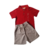 Conjunto Camisa Polo Piquet Vermelho e Bege - Angerô