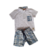 Conjunto Polo com Xadrez Branca e Azul - Pokótinha