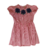 Vestido listrado com aplique de Flor Vermelho - Milon