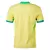 Camisa amarela da seleção brasileira de futebol, modelo I 24-25, com detalhes em verde e padrão gráfico na parte de trás.