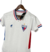 Camisa feminina branca do Fortaleza para a temporada 24-25, com detalhes em azul e vermelho.