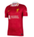 Camisa de futebol Liverpool I 24/25 da Nike na cor vermelha, com detalhes em amarelo e logotipo do time.