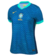 Camisa feminina Nike da Seleção Brasileira II 2024-25, na cor azul com detalhes em verde e listras horizontais.