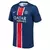 Camisa masculina do Paris Saint-Germain, azul, com detalhes em vermelho e logo da Nike.