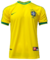 Camisa retrô amarela da seleção brasileira de futebol, modelo de 1998, com detalhes em verde e escudo nacional.