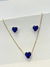 Conjunto Pedra Coração Azul Bic