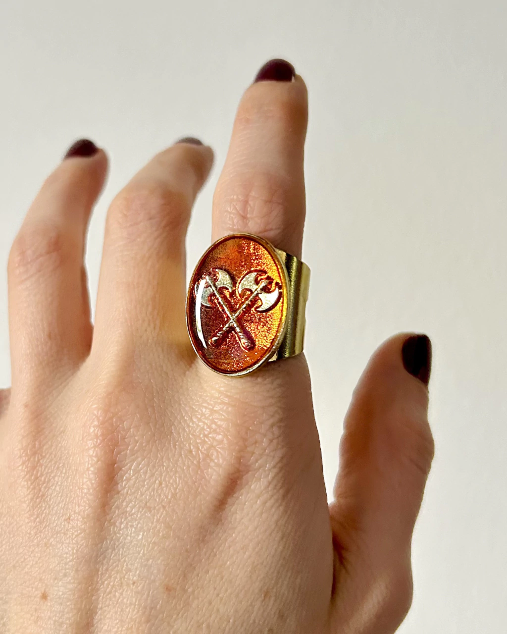 Anel Machado Xangô Ajustável em Metal