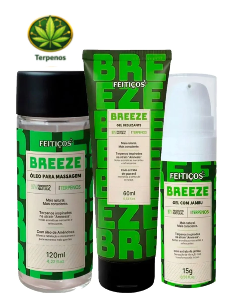 Kit com Breeze Óleo Beijável Gel Deslizante e Excitante com Jambu