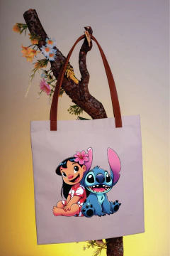 ECOBAG ALÇA DE COURO "LILO & STITCH" TAMANHO 35X35