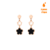 Brinco Cortona Trevo Pendurado Preto Banhado em Ouro - Rose Gold - comprar online