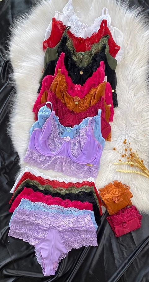 CONJT SEM BOJO COM ARO DE TULE CALC CALESSON FIO DUPLO PRETO